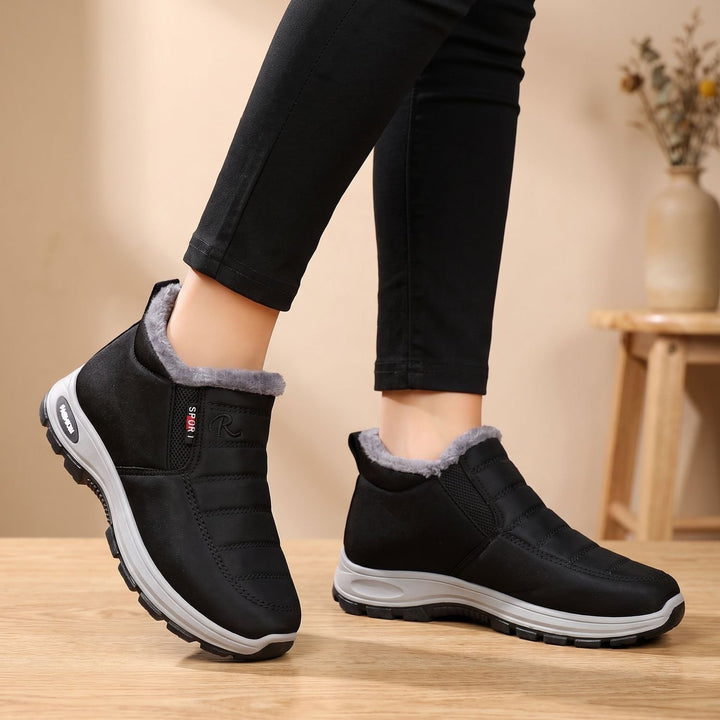 Damen Winterstiefel Warm Gefütterte Slip-On Schneeboots - Schwarz