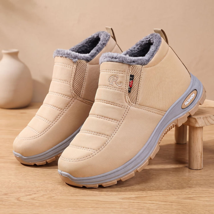 Damen Winterstiefel Warm Gefütterte Slip-On Schneeboots - Khaki