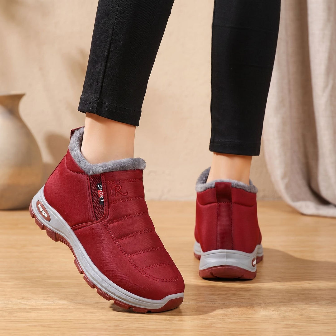 Damen Winterstiefel Warm Gefütterte Slip-On Schneeboots - Rot
