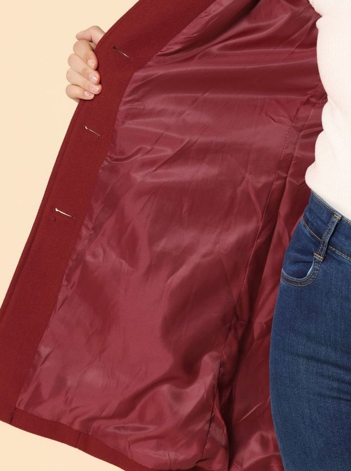 Damen Wollmantel Einreihiger Winter Trenchcoat mit Umlegekragen