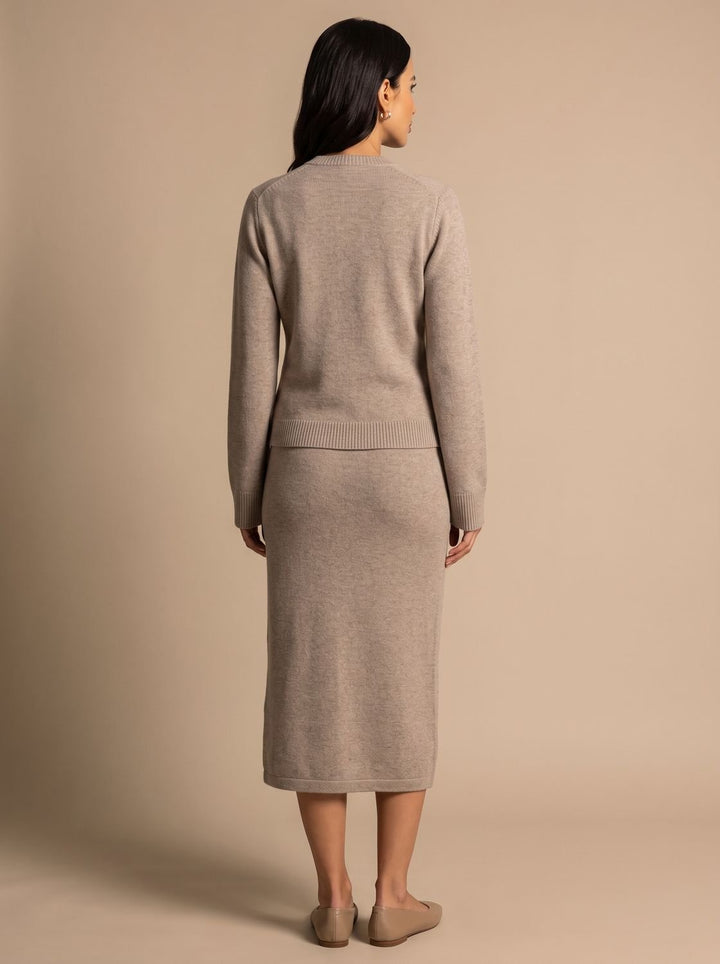 Damen Wollmix-Strickjacke mit Goldknöpfen lockere Passform