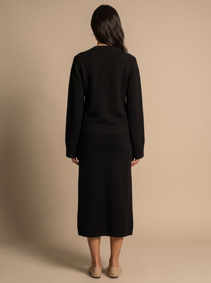 Damen Wollmix-Strickjacke mit Goldknöpfen lockere Passform