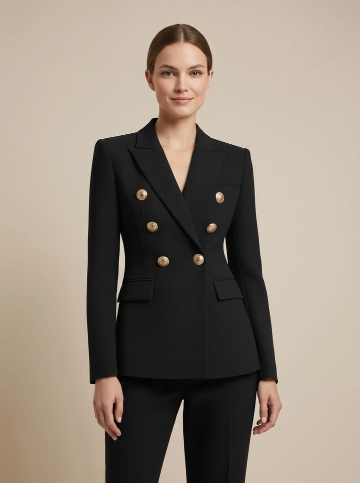 Damen Zweireiher-Blazer mit goldenen Knöpfen tailliert