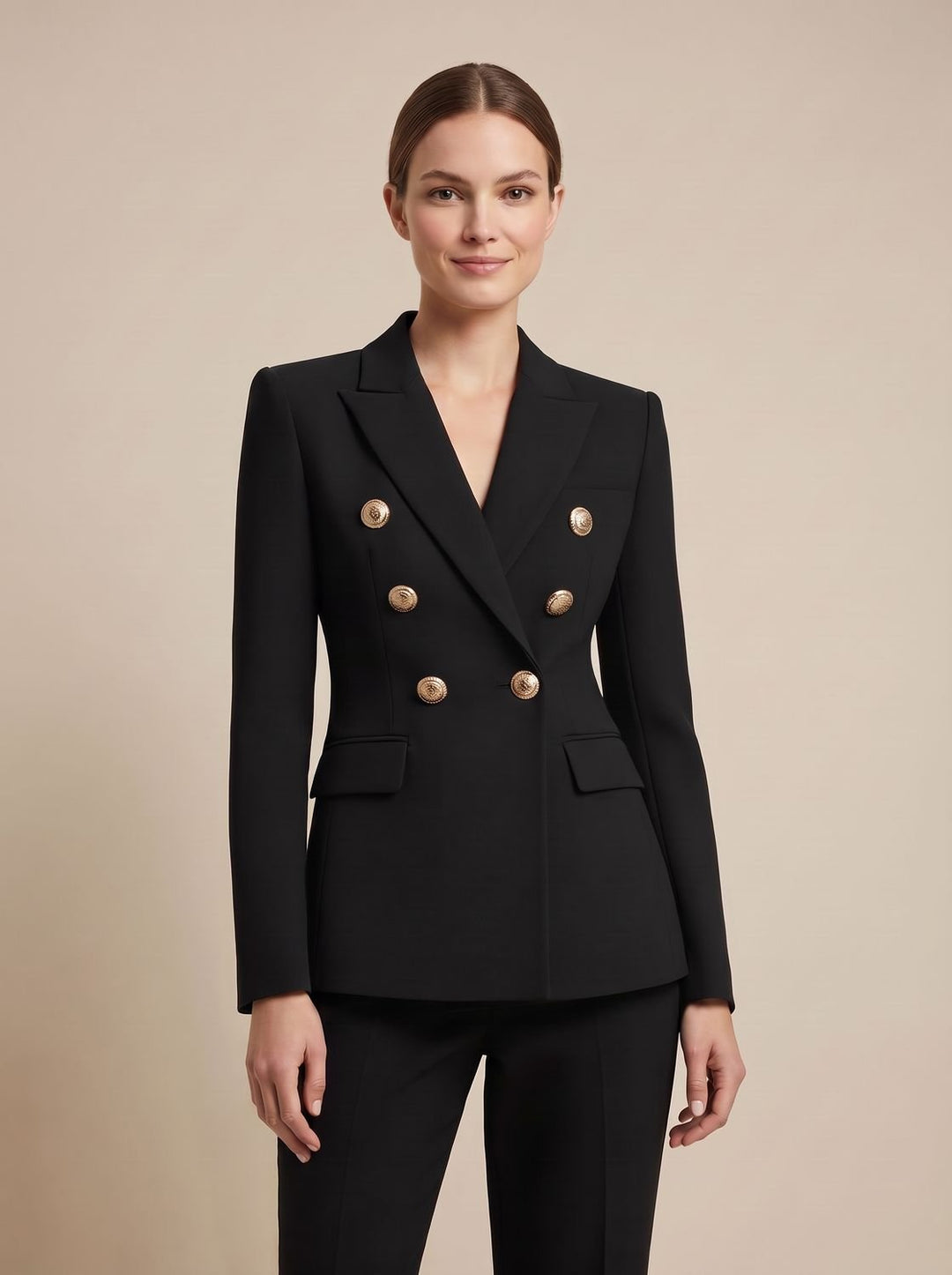 Damen Zweireiher-Blazer mit goldenen Knöpfen tailliert