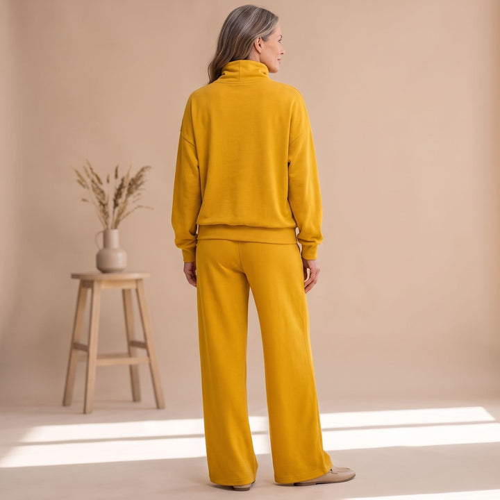 Damen Zweiteiler Elegant Rollkragen Weites Bein Loungewear Set
