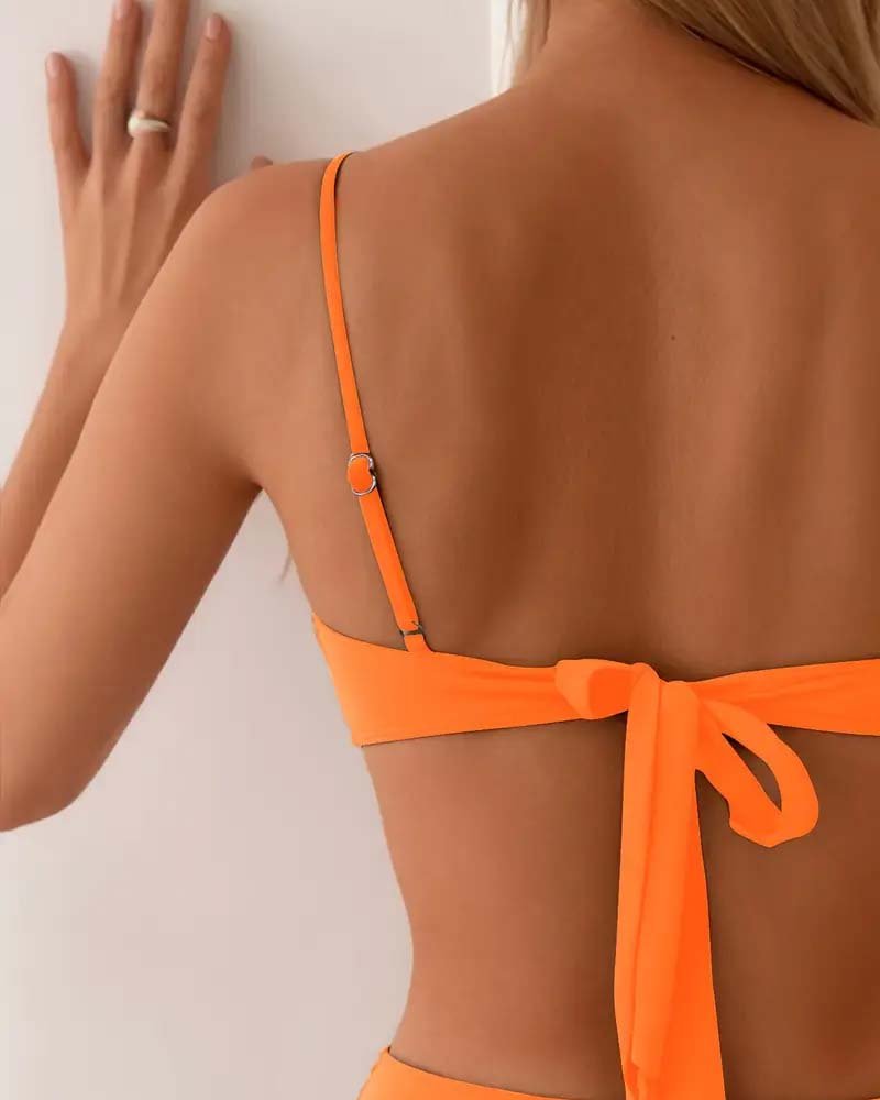 Damen Zweiteiliges Bandeau Bikini-Set mit Metallakzenten