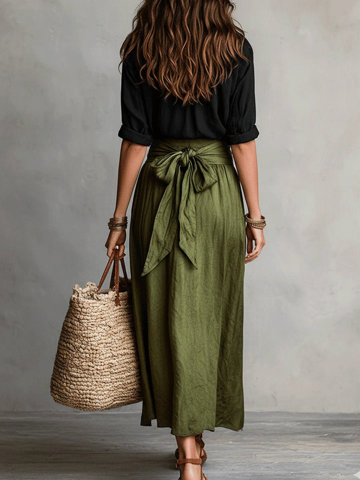 Damen Zweiteiliges High-Waist Button-Up Maxi Set