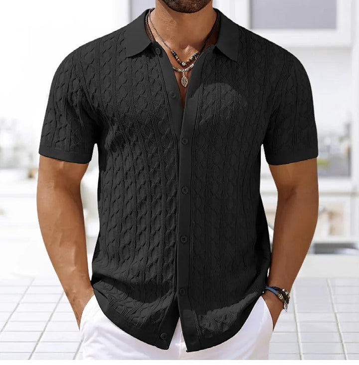 Reinhard | Herren Strukturiert Knopf-up Polo-Shirt