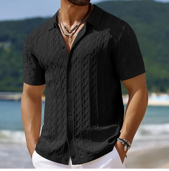 Reinhard | Herren Strukturiert Knopf-up Polo-Shirt