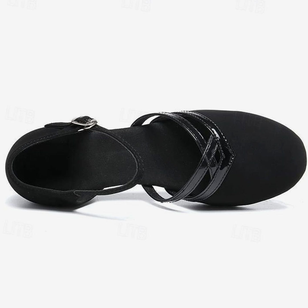 Elegante Damen-Tanzschuhe mit Flexsohle Knöchelriemchen Blockabsatz