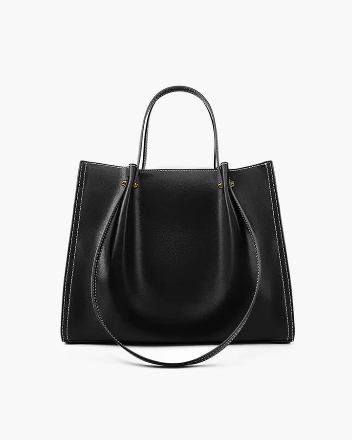 Elegante Vegane Leder Tote Bag Minimalistische Schultertasche - Black