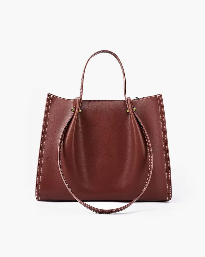 Elegante Vegane Leder Tote Bag Minimalistische Schultertasche - Brown