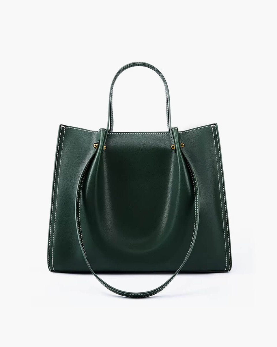 Elegante Vegane Leder Tote Bag Minimalistische Schultertasche - Green