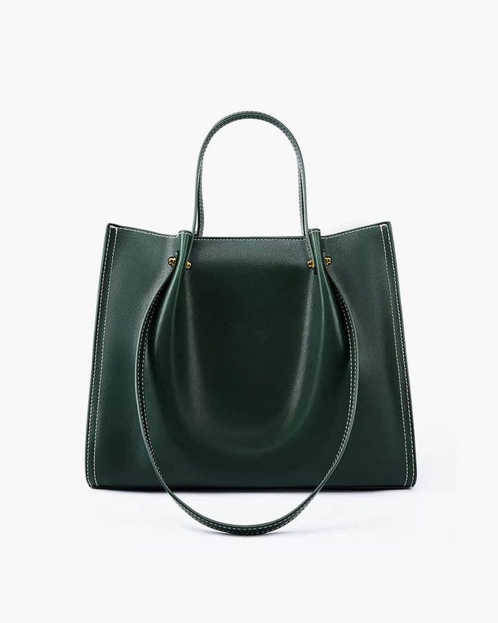 Elegante Vegane Leder Tote Bag Minimalistische Schultertasche - Green