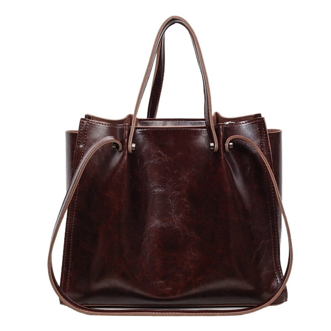 Elegante Vegane Leder Tote Bag Minimalistische Schultertasche - Maroon