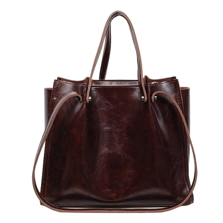 Elegante Vegane Leder Tote Bag Minimalistische Schultertasche - Maroon