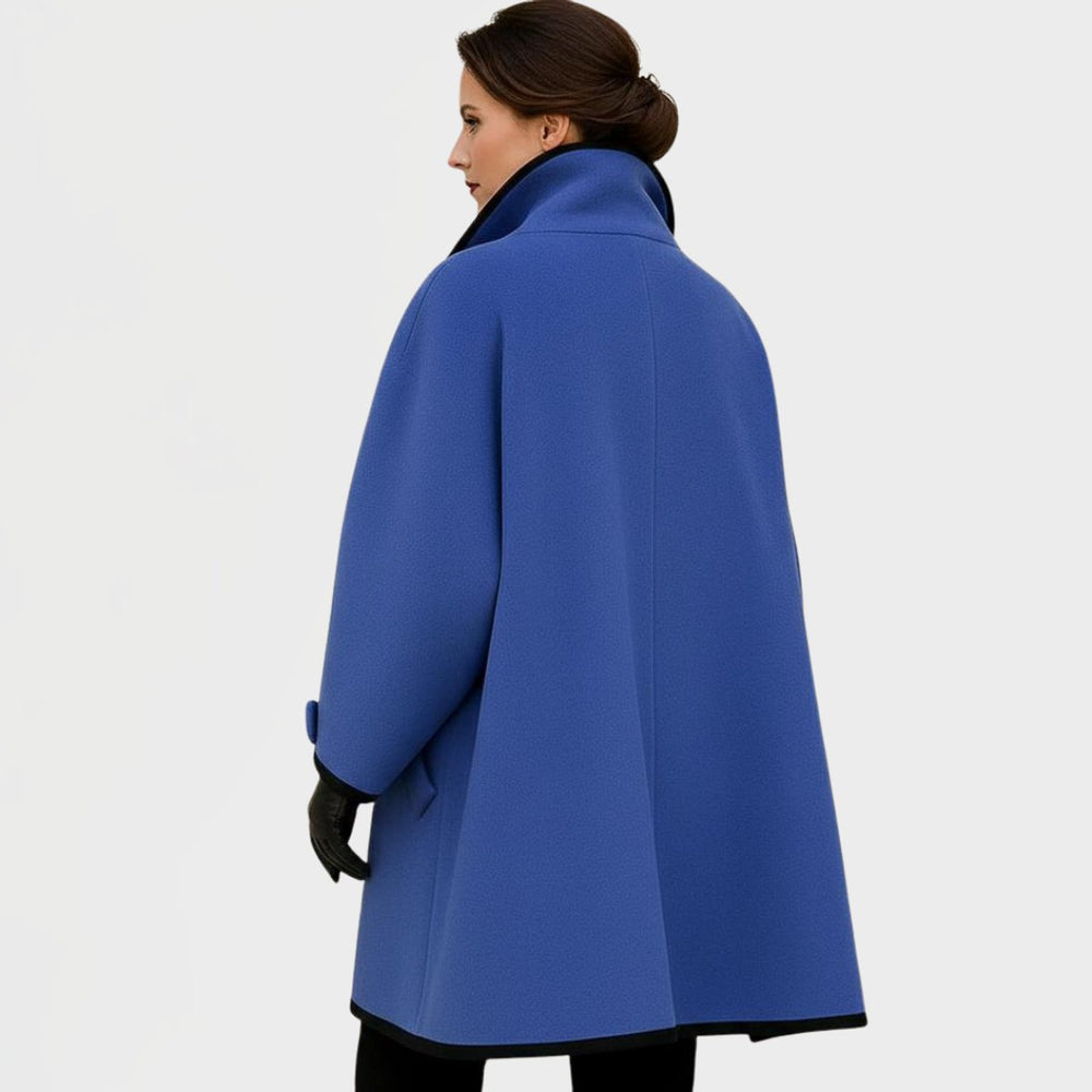 Eleganter Damen Women Coat mit Kontrastkanten Knopfverschluss