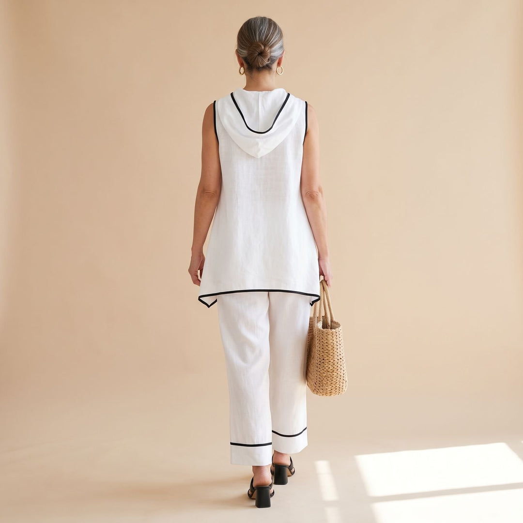 Eleganter Damen Zweiteiler asymmetrisch Rollkragen Weithose