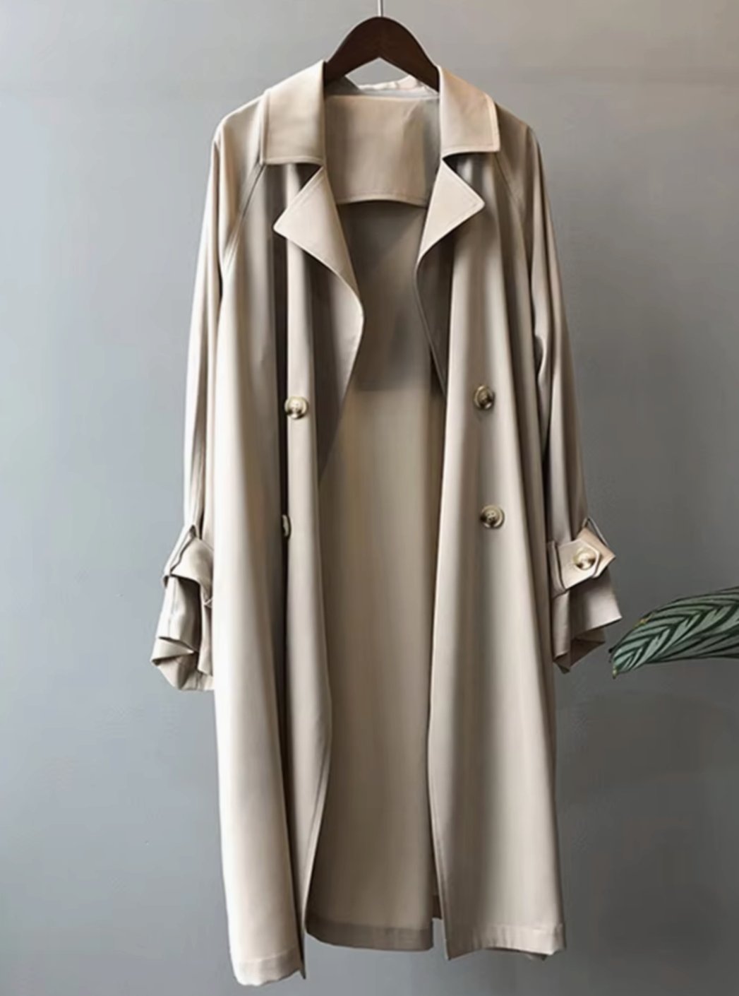 Eleganter langer Damen-Trenchcoat wasserabweisend doppelreihig - Beige