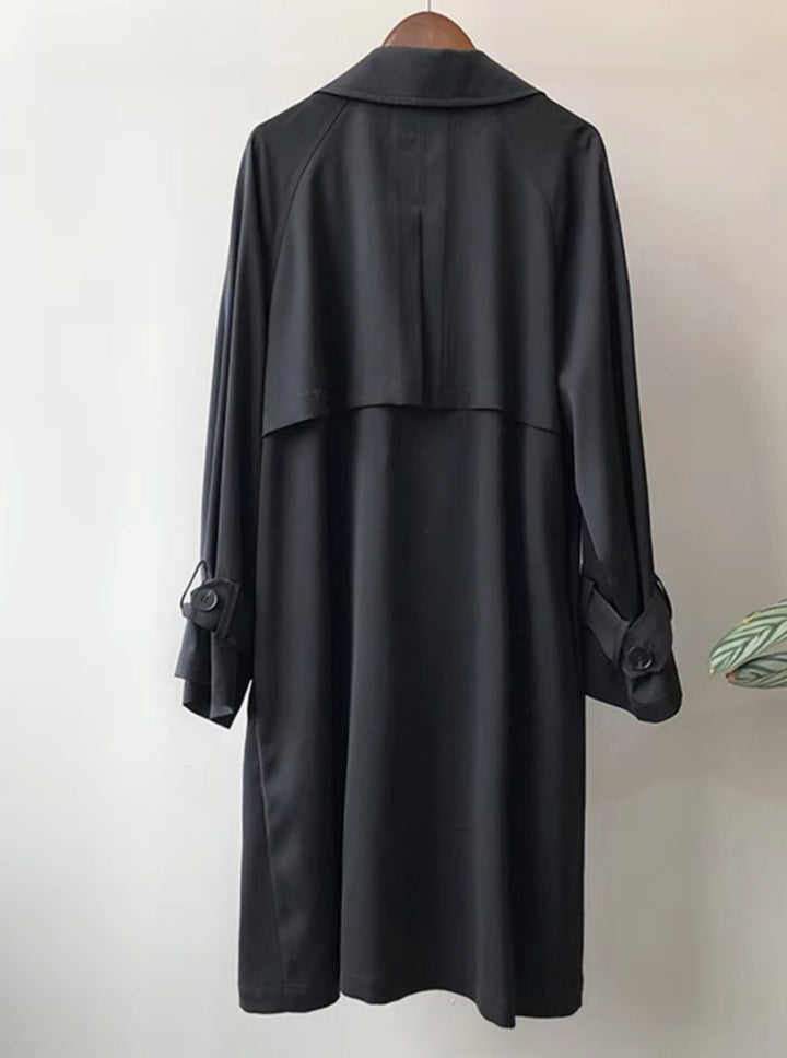 Eleganter langer Damen-Trenchcoat wasserabweisend doppelreihig