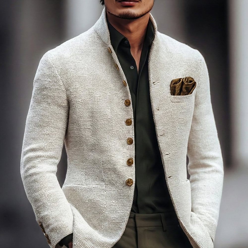 Eleganter taillierter Herren-Cardigan mit Knopfleiste - Weiß