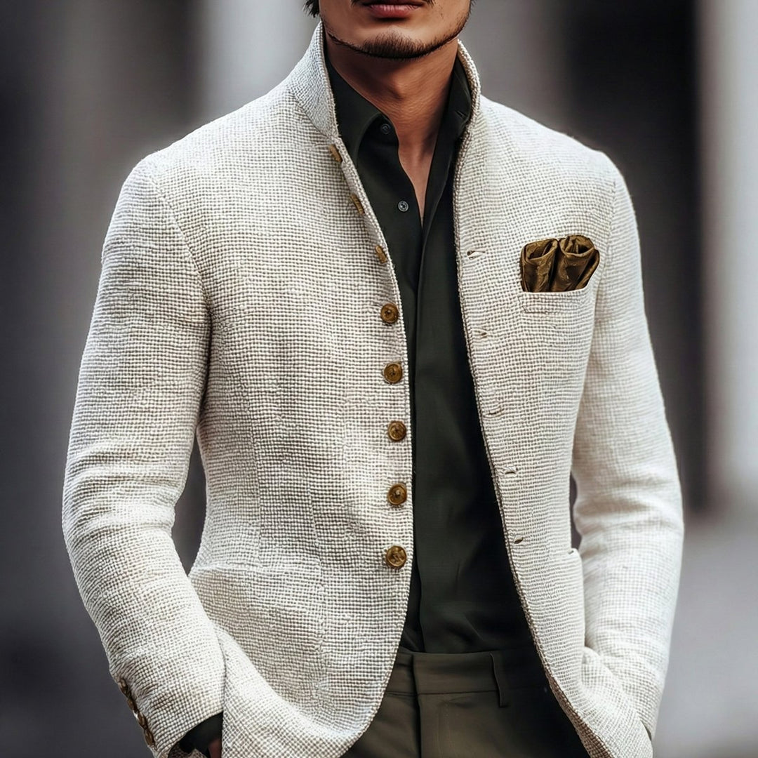 Eleganter taillierter Herren-Cardigan mit Knopfleiste - Weiß