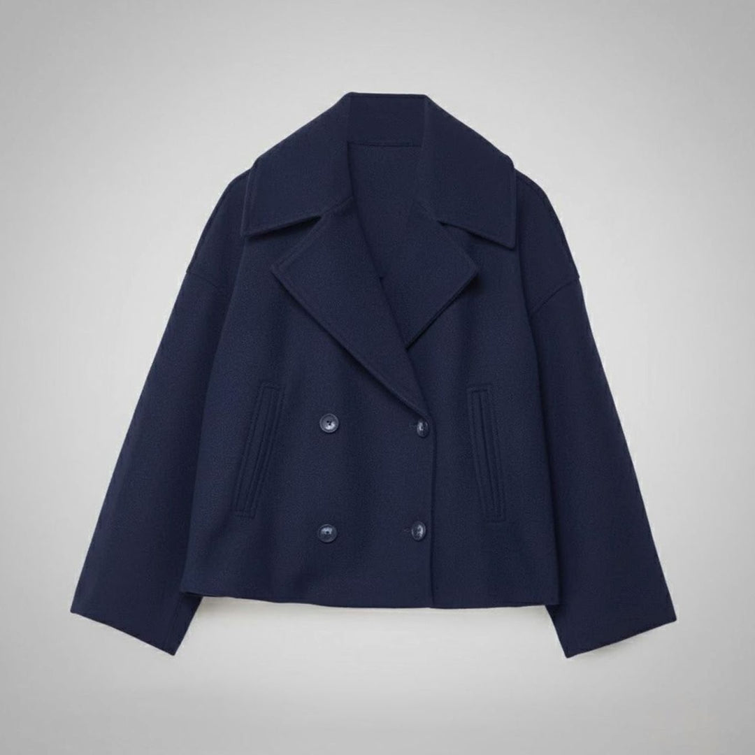 Eleganter Woll-Kurzmantel für Damen Zweireihig Oversized