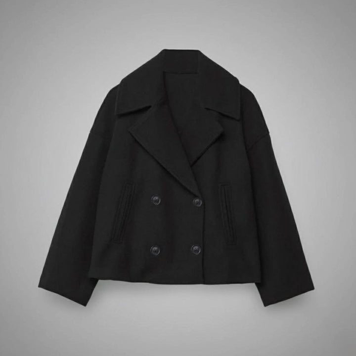 Eleganter Woll-Kurzmantel für Damen Zweireihig Oversized