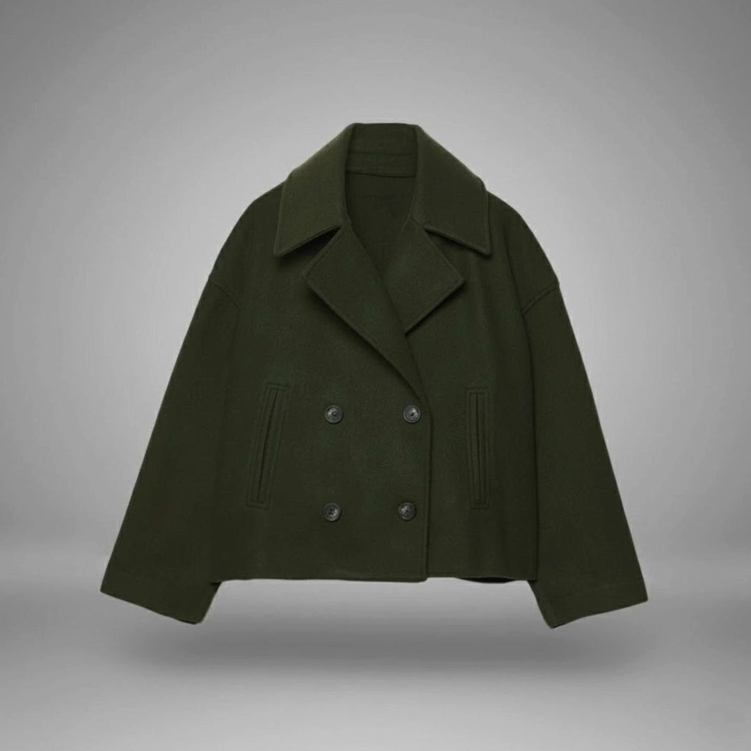 Eleganter Woll-Kurzmantel für Damen Zweireihig Oversized