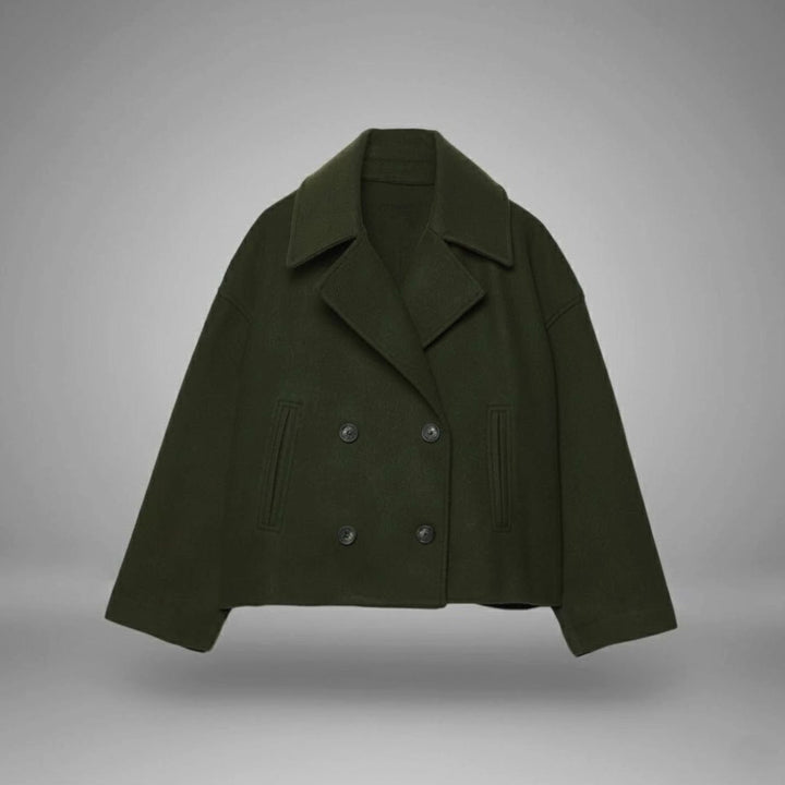 Eleganter Woll-Kurzmantel für Damen Zweireihig Oversized