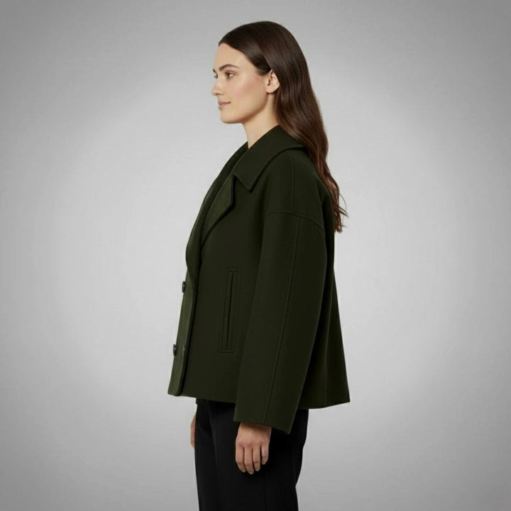 Eleganter Woll-Kurzmantel für Damen Zweireihig Oversized