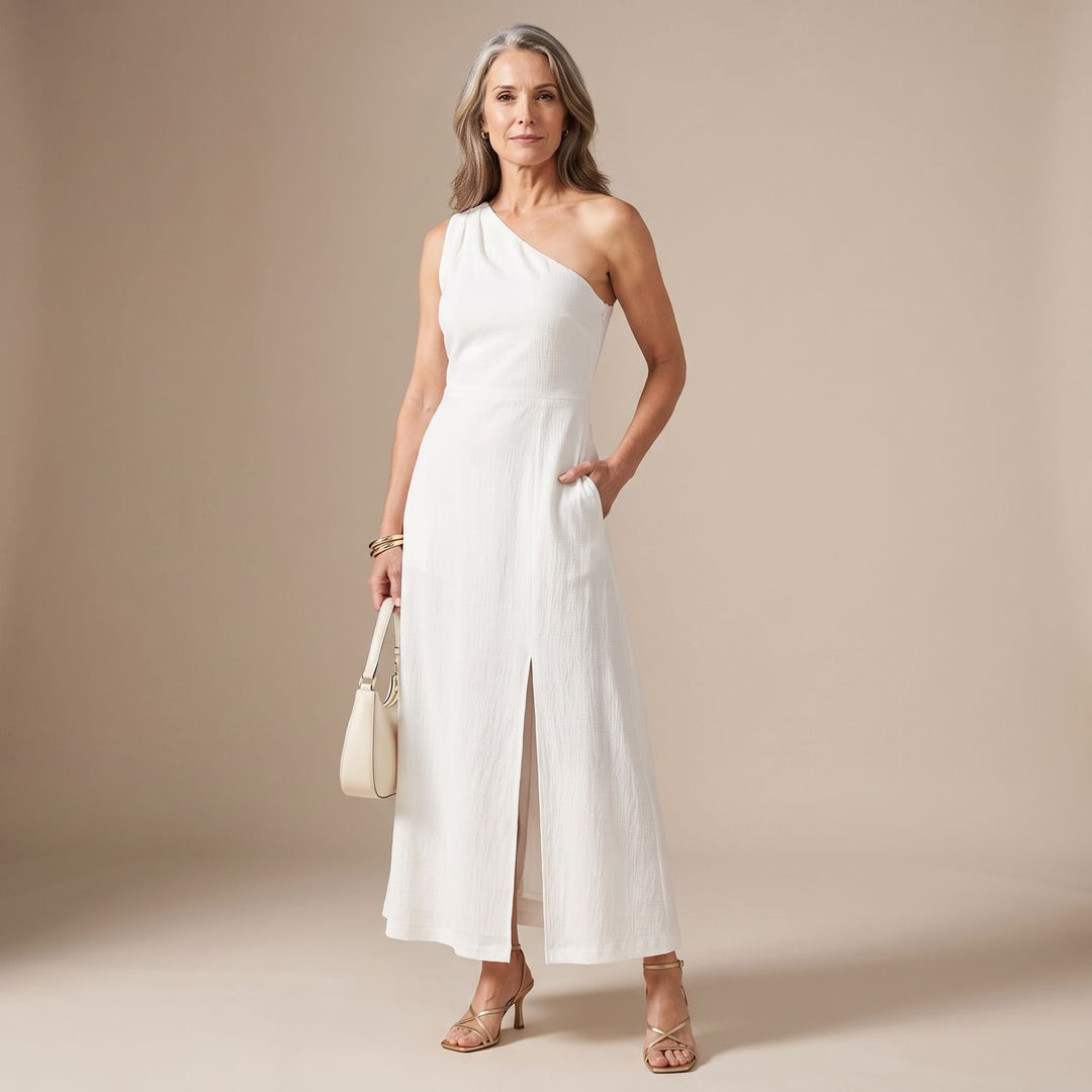 Elegantes Asymmetrisches One-Shoulder Maxikleid