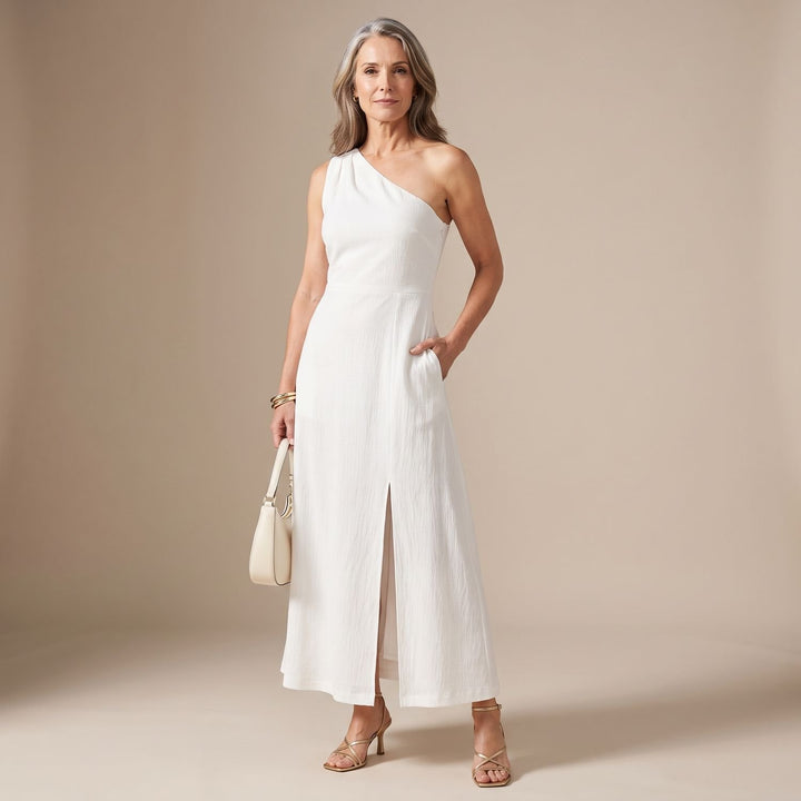 Elegantes Asymmetrisches One-Shoulder Maxikleid