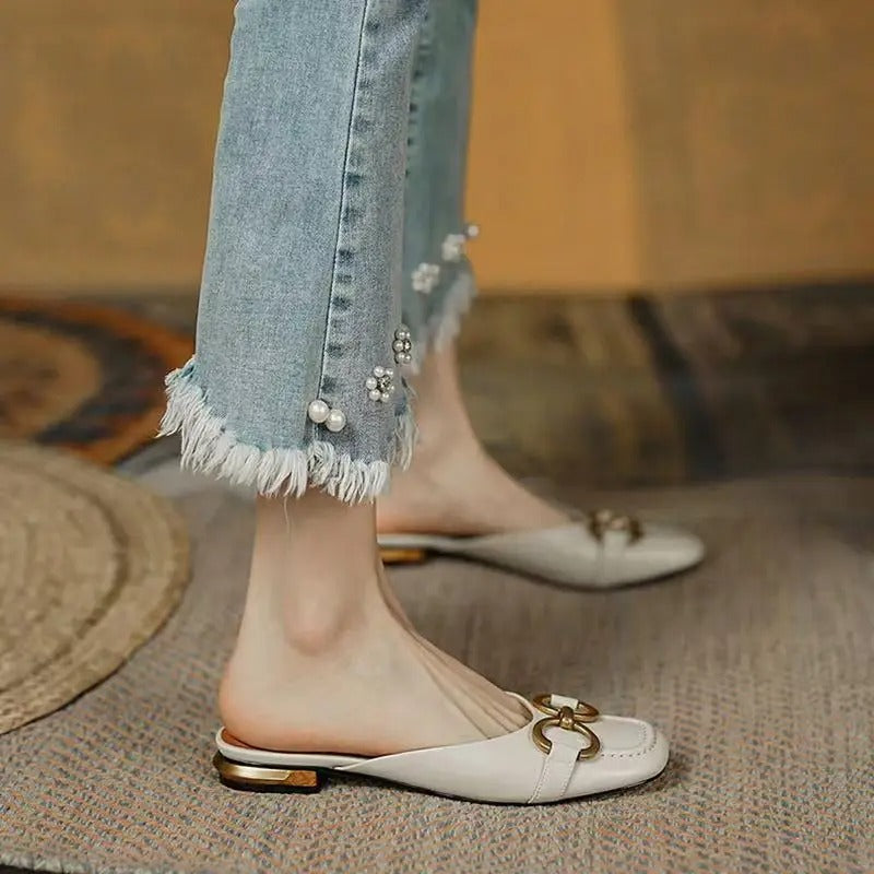 Pauline | Damen Slip-On Sandalen mit Schnallendesign