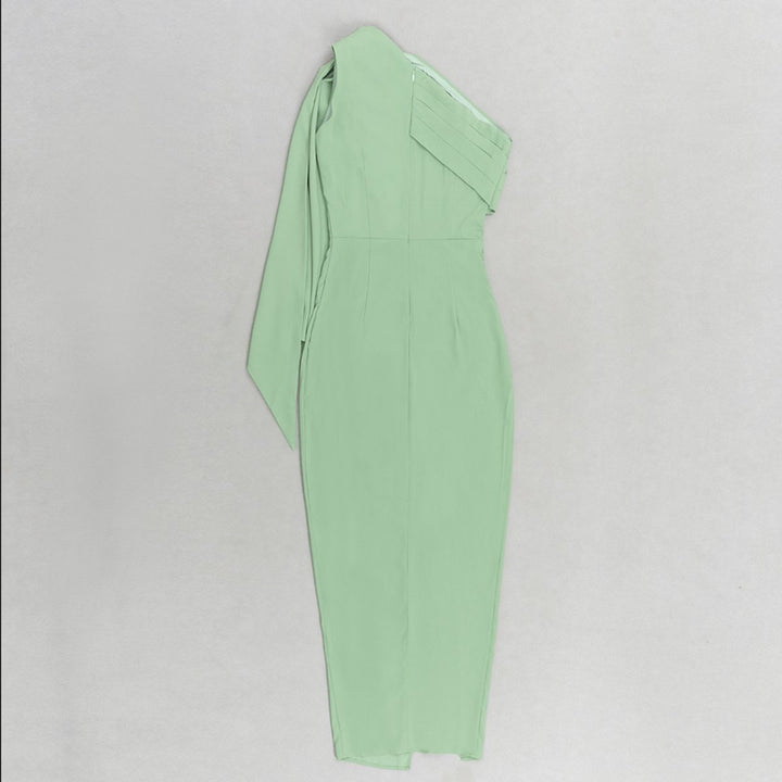 Figurbetontes One-Shoulder Midikleid mit Drapierung und Schlitz