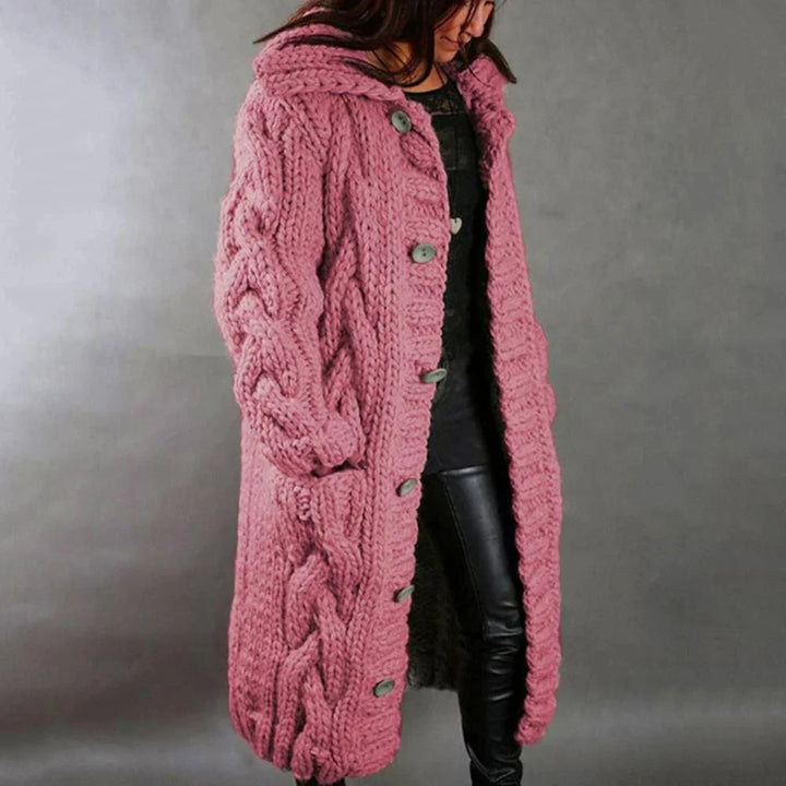 Edith | Damen Warmer Langer Strickcardigan für den Winter
