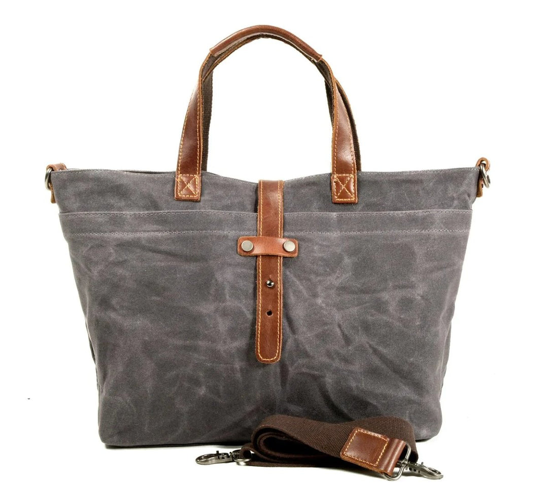 Gewachste Canvas Tote Bag mit Lederdetails wasserfest robust