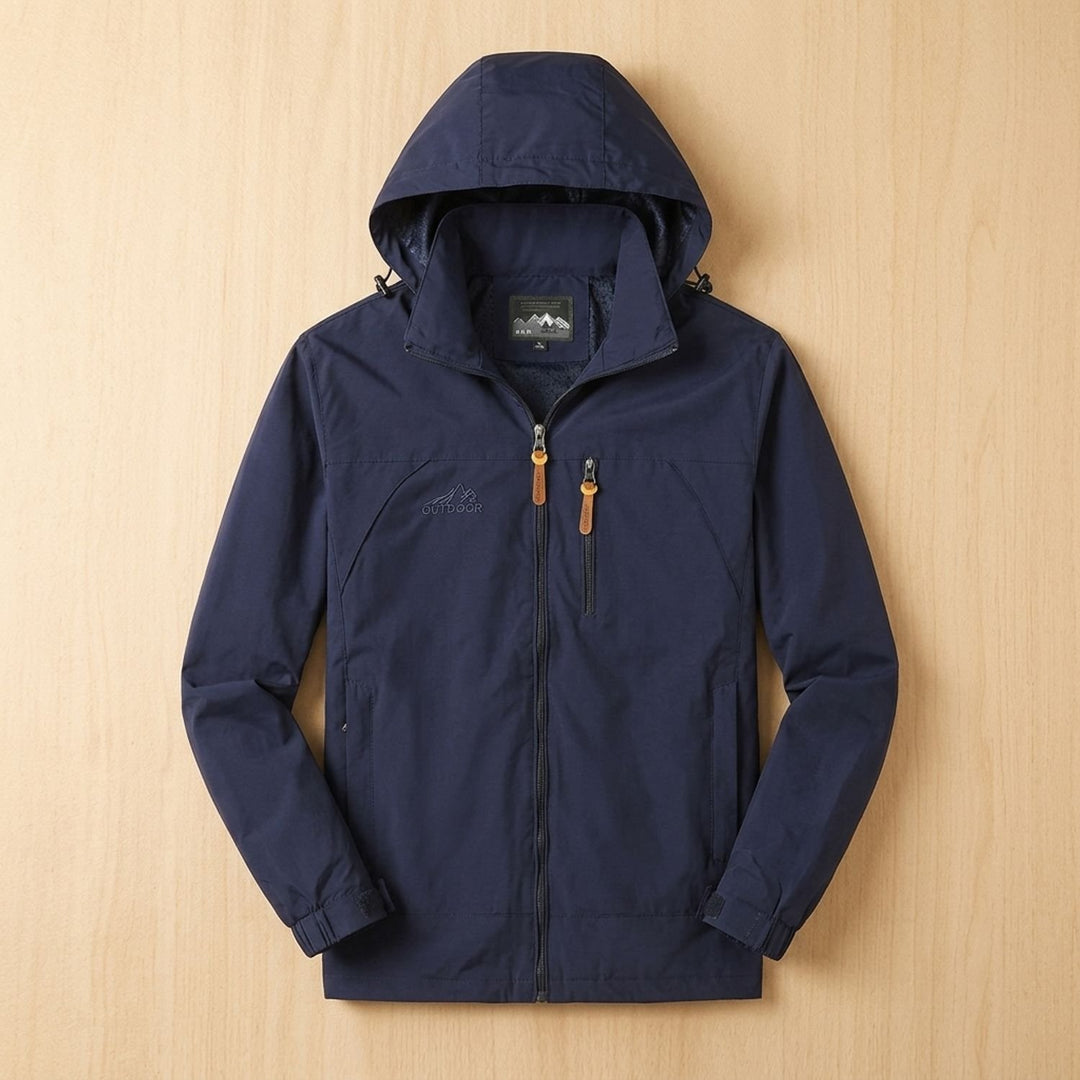 Herren Allwetter-Kapuzenjacke Leichte Outdoor-Jacke mit Reißverschluss - Dunkelblau