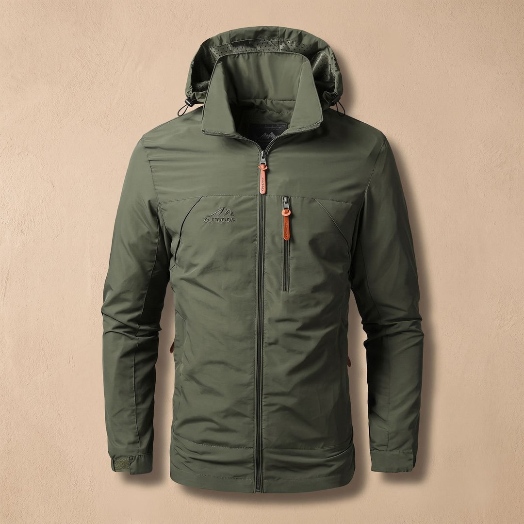 Herren Allwetter-Kapuzenjacke Leichte Outdoor-Jacke mit Reißverschluss - Hellgrün