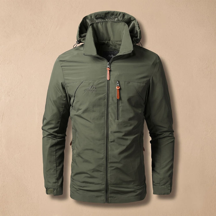 Herren Allwetter-Kapuzenjacke Leichte Outdoor-Jacke mit Reißverschluss - Hellgrün