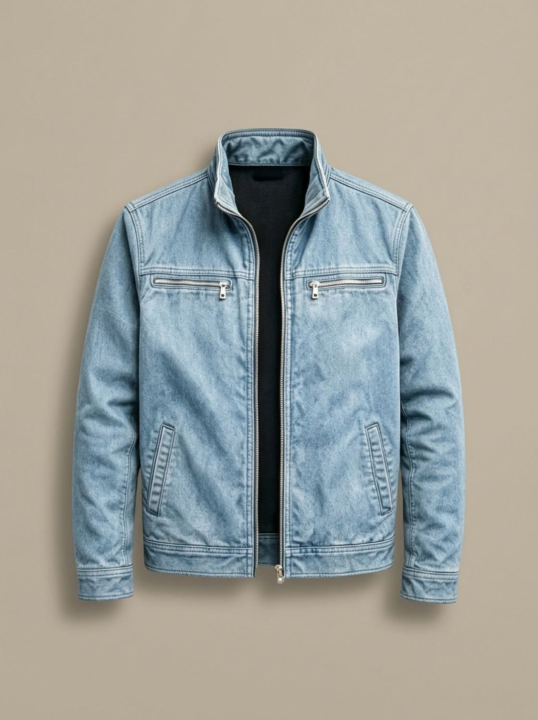 Herren Baumwoll Übergangsjacke mit Reißverschluss Stehkragen Herbst - Blau