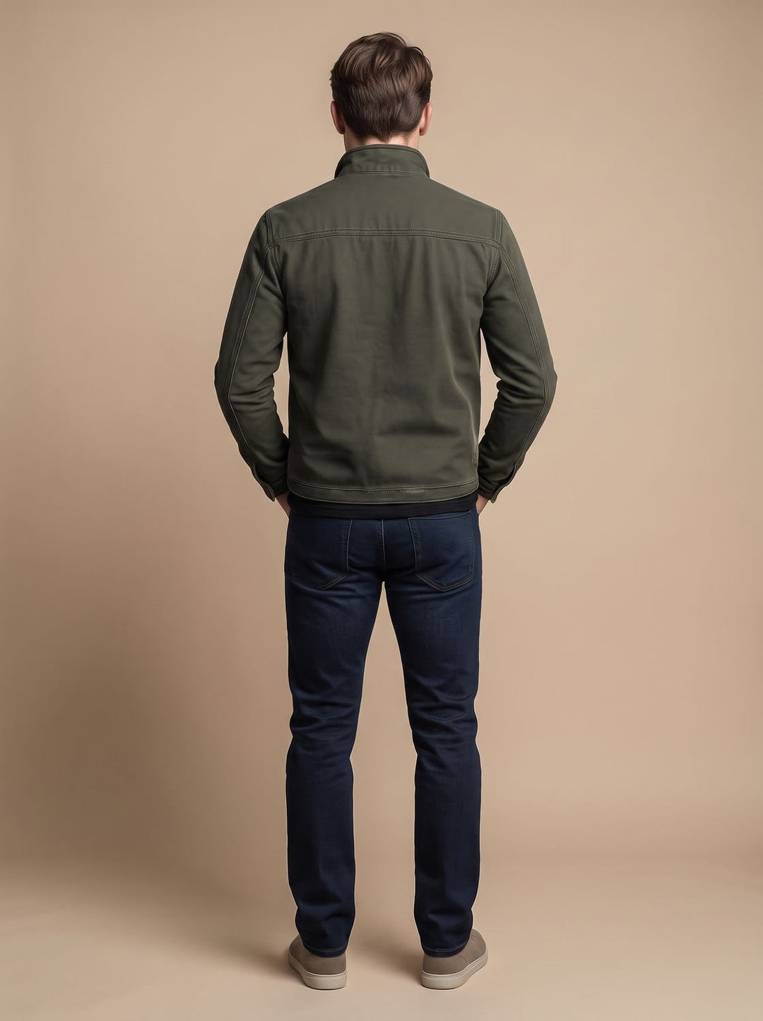 Herren Baumwoll Übergangsjacke mit Reißverschluss Stehkragen Herbst