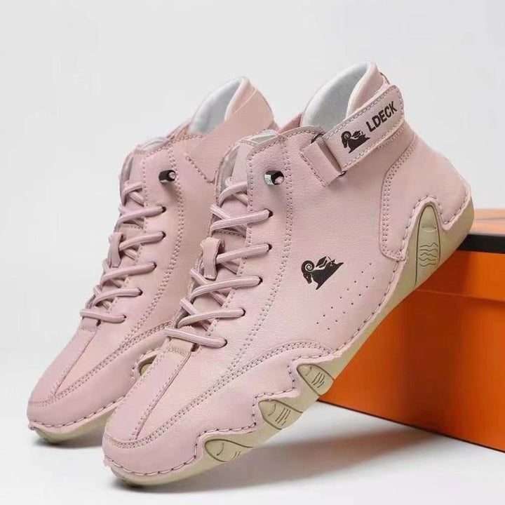 Herren Bequeme Barfußschuhe Schnürbare Leder-Knöchelstiefel - Rosa
