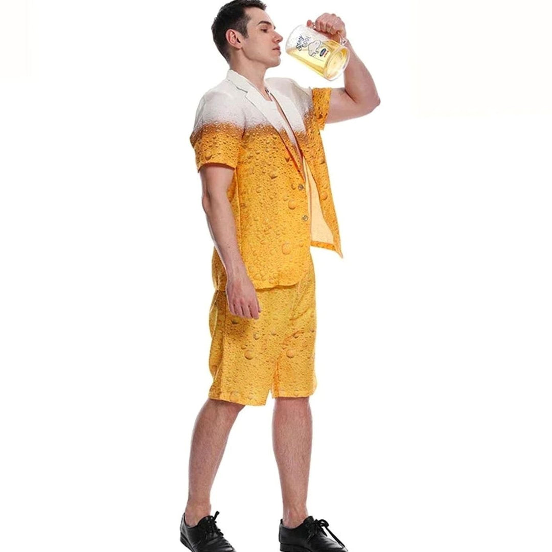 Herren Bier Kostüm Anzug mit Schaum Muster für Karneval Oktoberfest