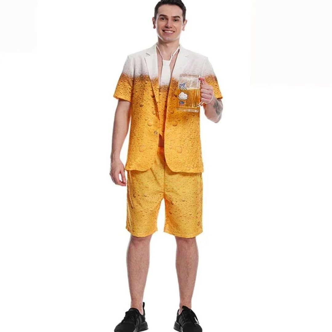 Herren Bier Kostüm Anzug mit Schaum Muster für Karneval Oktoberfest
