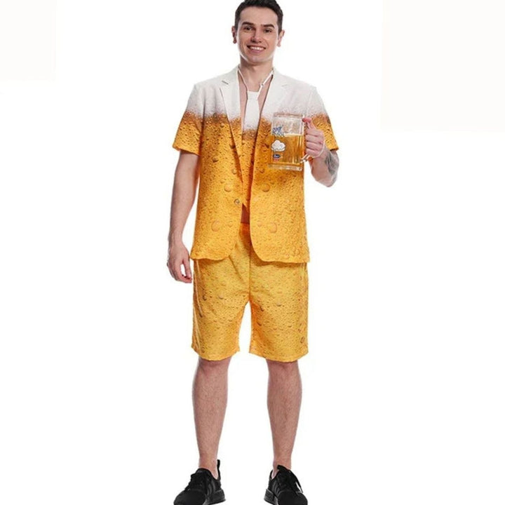 Herren Bier Kostüm Anzug mit Schaum Muster für Karneval Oktoberfest