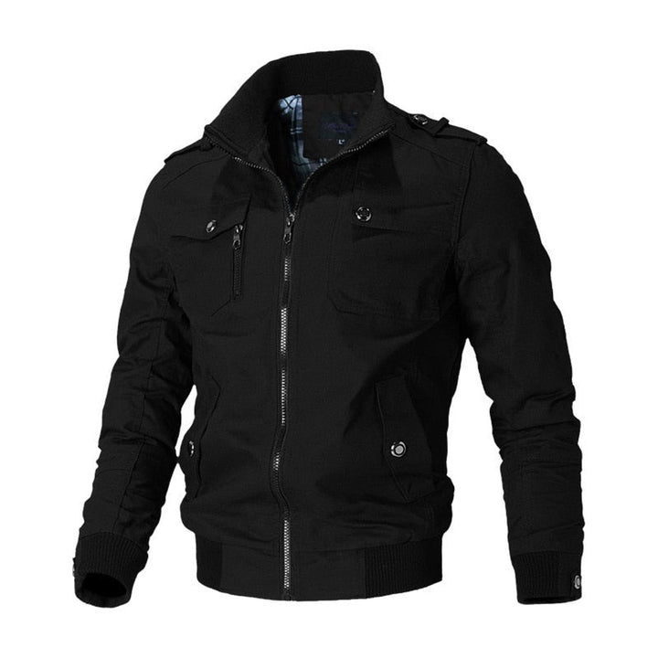Herren Bomber Jacket Klassische Militär-Bomberjacke mit Reißverschluss - Schwarz