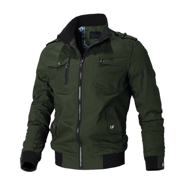 Herren Bomber Jacket Klassische Militär-Bomberjacke mit Reißverschluss - Grün