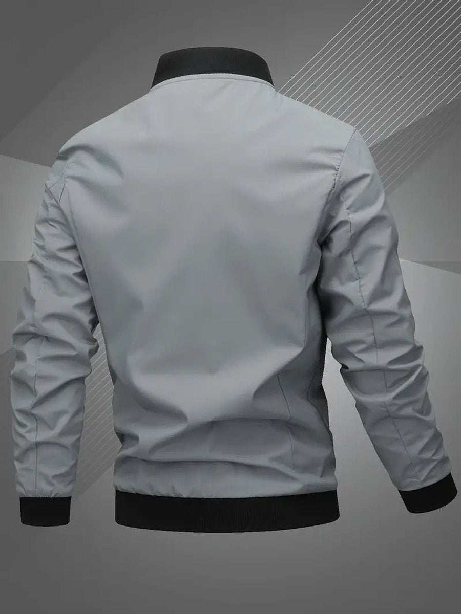 Herren Bomber Jacket Lässige Polyester Collegejacke Mit Baseball-Kragen - Space Grau