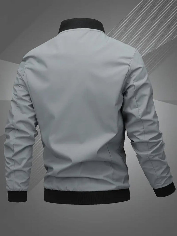 Herren Bomber Jacket Lässige Polyester Collegejacke Mit Baseball-Kragen - Space Grau
